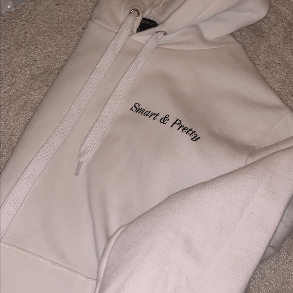 White "smart & pretty" Hoodie